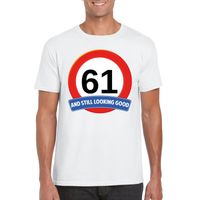 Verkeersbord 61 jaar t-shirt wit heren