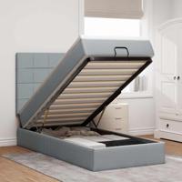 Ottoman bed met matras en LED's 100x200cm stof lichtgrijs