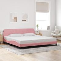 Bedframe met hoofdeinde fluweel roze 200x200 cm