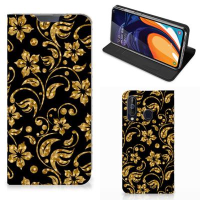 Samsung Galaxy A60 Smart Cover Gouden Bloemen