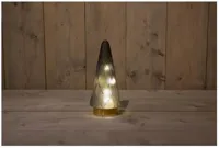 Anna&apos;s Collection LED glazen boom gouden voet mat grijs Ø 10,5 x 24,5cm