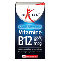 Lucovitaal Voedingssupplementen Vitamine B12 1000mcg Tabletten Kersensmaak 30Tabletten
