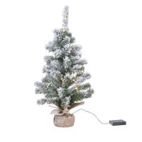 Kunstboom/kunst kerstboom met sneeuw en licht 75 cm   -