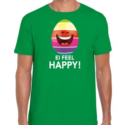 Vrolijk Paasei ei feel happy t-shirt groen voor heren - Paas kleding / outfit Vrolijk Paasei ei feel happy t-shirt groen voor heren - Paas kleding / outfit