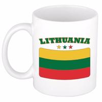 Koffie mok - Litouwen - vlag print - 300 ml - wit - keramiek - Supporters - Landen - Beker
