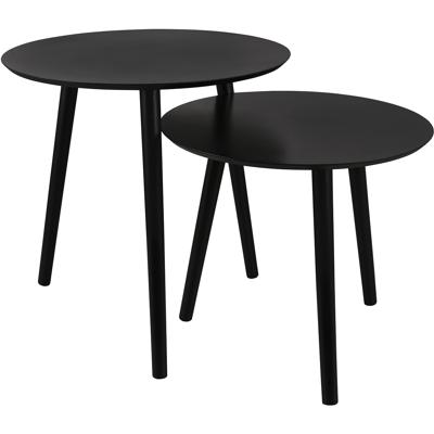 Bijzettafel set - Trion Nirvana - Set van 2 - Rond - Zwart - Metaal - MDF