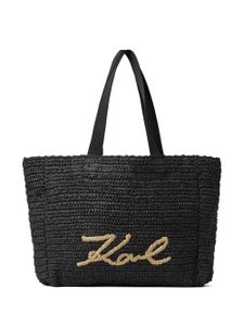 Karl Lagerfeld sac cabas Signature en raphia - Noir