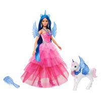 Mattel eenhoornpop met blauw haar, roze jurk en alicorn