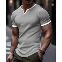 Voor heren T-shirt T-shirts Shirt met korte mouwen Kleurenblok V-hals Straat Vakantie Korte mouw Lapwerk Kleding Modieus Ontwerper Basic Lightinthebox - thumbnail