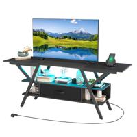 TV-stand voor 65-inch Televisies 3-laags Entertainmentcentrum met LED-verlichting Zwart