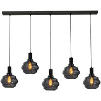 Masterlight 5-lichts hanglamp - zwart -Porto met Ball smoke glazen - Ø 24cm - 2711-05-05-130-5-3
