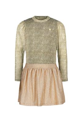 Like Flo winter jurk meisjes - zand - Mira - mesh top + metallic rok