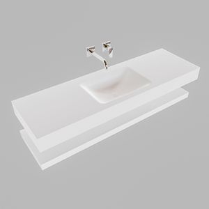 Badkamermeubel BWS Ibiza 150 cm met Planchet Solid Surface Mat Wit (acht varianten)