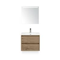 Dante Badmeubelset 60 cm - Natuur Eiken - Keramische Wastafel Wit Cover - met Sence Spiegel