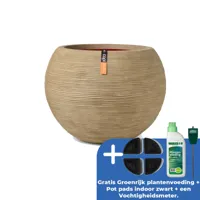 Vaas bol rib nl d40h32cm beige