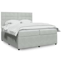Boxspring met matras fluweel lichtgrijs 200x200 cm