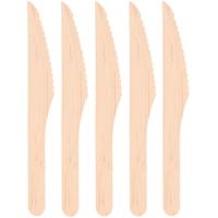 Wegwerp messen - 100x stuks - hout - wegwerpbestek - BBQ/verjaardag/picknick Wegwerp messen - 100x stuks - hout - wegwerpbestek - BBQ/verjaardag/picknick
