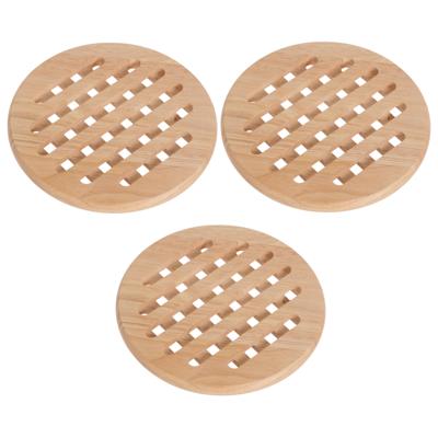 Cosy & Trendy ronde pannen onderzetters - Set van 3x stuks - hout - Dia 19 cm - 1 cm hoog