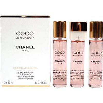 Coco Mademoiselle eau de parfum twist and spray navullingen, 3x 20 ml