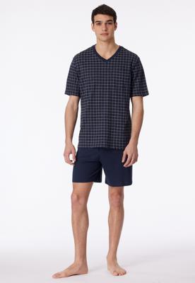 Blauw geruite shortama Schiesser