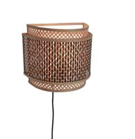 Wandlamp Bhutan - Bamboe/Zwart - 32x16x27cm