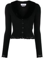 Blumarine cardigan nervuré à col texturé - Noir