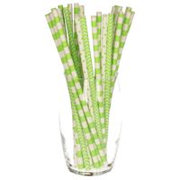 100x stuks drinkrietjes van papier - groen - 20 cm