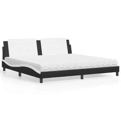 Bed met matras "Zadar" kunstleer zwart en wit 200x200 cm