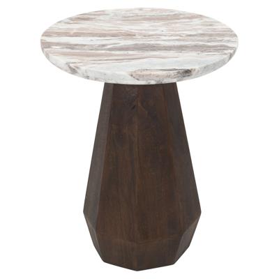Richmond Ronde Bijzettafel 'Oberoy' Marmer en mangohout, 45cm