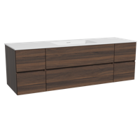 Storke Edge zwevend badmeubel 165 x 52 cm notenhout met Mata enkele wastafel in solid surface mat wit - thumbnail