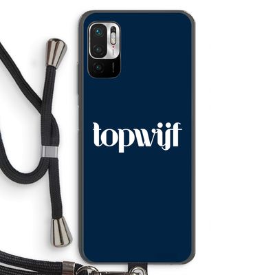 Topwijf Navy: Xiaomi Redmi Note 10 5G Transparant Hoesje met koord