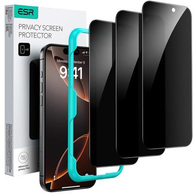 iPhone 16 Pro Max Tempered-Glass Privacy Screen Protector - 3 Pack with Alignment Frame