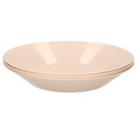 4x ontbijt/diner diepe bordjes van afbreekbaar bio materiaal 21 cm in het eco-beige   -