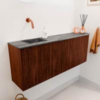 Toiletmeubel Mondiaz Joya Dlux | 111.6 cm | Meubelkleur Ruby | Faye wastafel Sombra Wasbak Links | Zonder kraangat(en)
