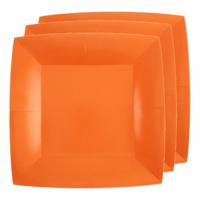 10x stuks feest bordjes oranje - karton - 23 cm - vierkant