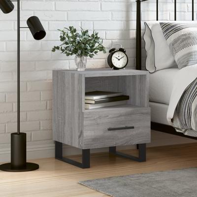 Nachtkastje 40x35x47,5 cm bewerkt hout grijs sonoma eikenkleur