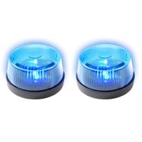 LED zwaailamp - 2x - met sirene - blauw - 7 cm - politie zwaailicht