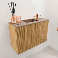 Toiletmeubel Mondiaz Joya Dlux | 60 cm | Meubelkleur Oak | Faye wastafel Arena Wasbak Midden | 1 kraangat