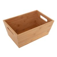Opbergbox van bamboe hout - naturel - 30 x 20 x 13 cm - met handvaten - opbergers bakjes/mand