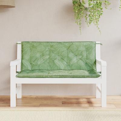 VidaXL Tuinbankkussens 2 st bladpatroon 120x50x7 cm stof