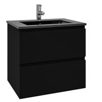 Adema Chaci Badkamermeubelset - 80x46x55cm - 1 keramische wasbak zwart - 1 kraangat - 2 lades - mat zwart SW1212768/SW761655 Adema Chaci Badkamermeubelset - 80x46x55cm - 1 keramische wasbak zwart - 1 kraangat - 2 lades - mat zwart SW1212768/SW761655