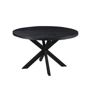 Livingfurn - Eetkamertafel Kala Rond Black - Mangohout - 150 cm - Zwart