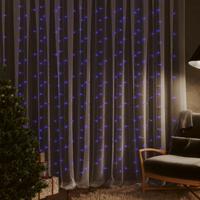 VidaXL Lichtsnoergordijn met 300 led&apos;s en 8 functies 3x3 m blauw