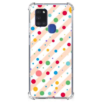 Samsung Galaxy A21s Doorzichtige Silicone Hoesje Dots Samsung Galaxy A21s Doorzichtige Silicone Hoesje Dots