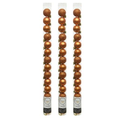 42x stuks kleine kunststof kerstballen cognac bruin (amber) 3 cm