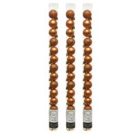 42x stuks kleine kunststof kerstballen cognac bruin (amber) 3 cm - thumbnail