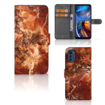 Motorola Moto E32 | Moto E32s | Bookcase | Marmer Bruin | Portemonnee hoesje