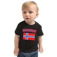 Norway t-shirt met vlag Noorwegen zwart voor babys - thumbnail