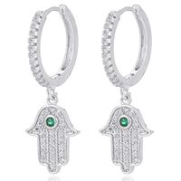 LGT JWLS Oorringen met Fatima Hand Hanger - Hand Green zilveren Silver