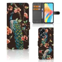 OPPO A58 4G | Telefoonhoesje | Met pasjeshouder | Pauw met Bloemen